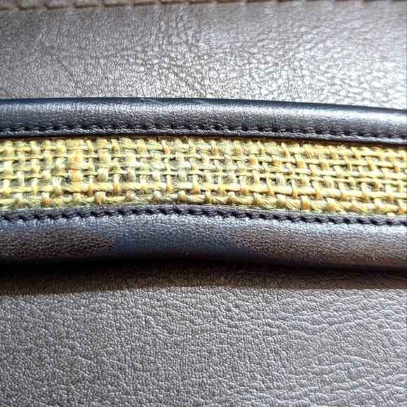 Vintage Estate Jute Woven Navy Quality Leather Gold Tone Buckle Belt - Picture 5 of 7